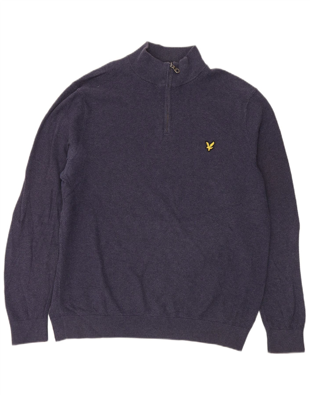 Ανδρικό πουλόβερ με λαιμόκοψη Lyle & Scott με φερμουάρ Μεγάλο βαμβακερό μπλε ναυτικό