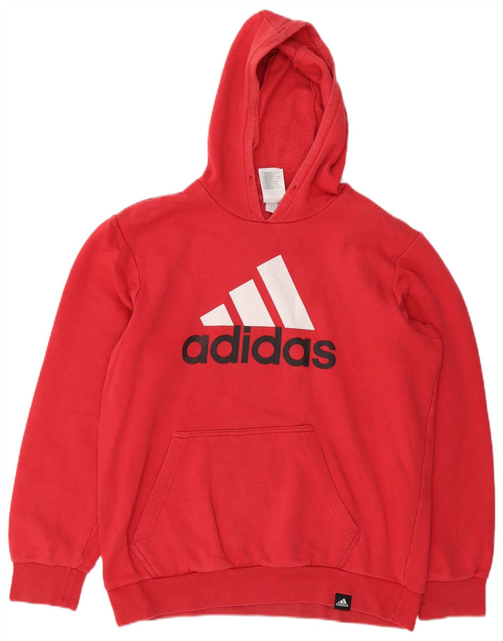 Ανδρικό γραφικό κουκούλα ADIDAS, μεσαίο κόκκινο βαμβακερό