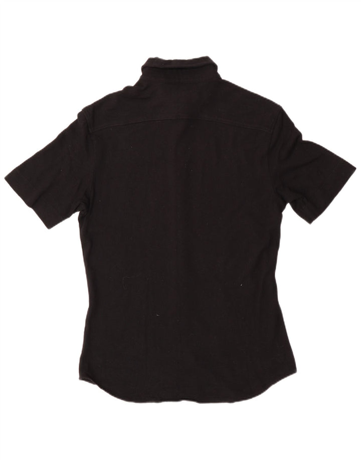 Γυναικείο κοντομάνικο πουκάμισο Versace UK 14 μεγάλο μαύρο