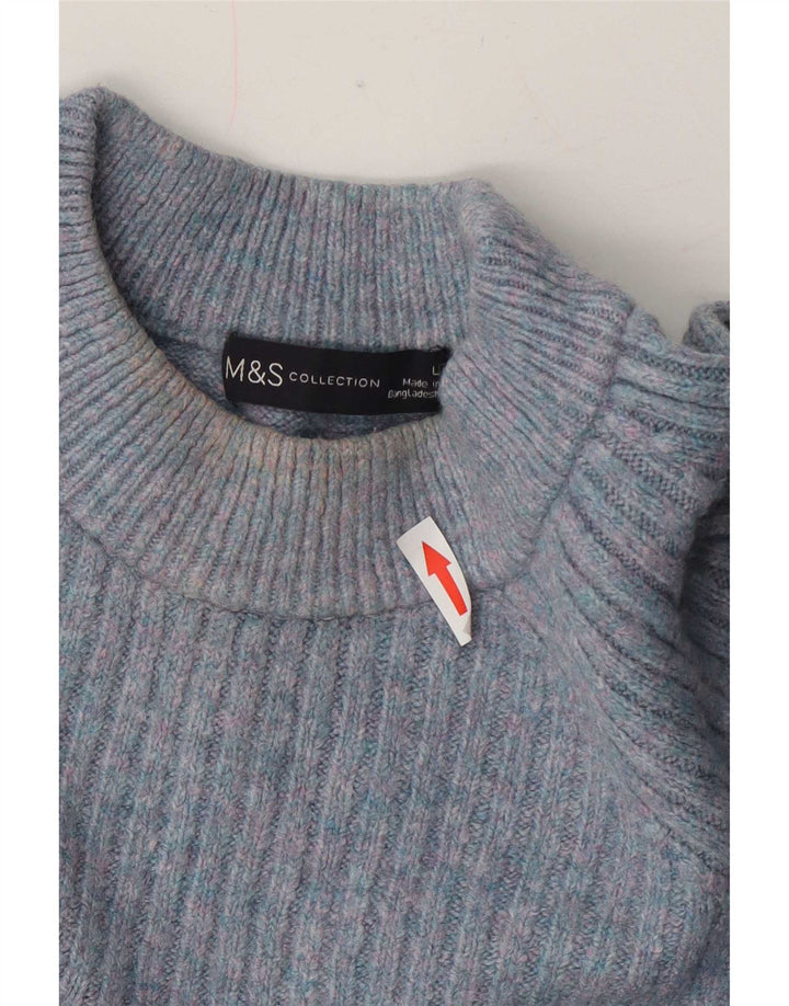 Marks & Spencer Γυναικείο πουλόβερ με λαιμό χελώνα UK 14 μεγάλα μπλε φλύκταινα