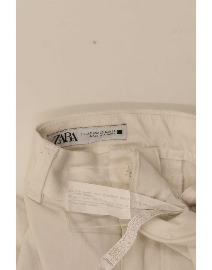 Zara Ανδρικό ίσιο παντελόνι Chino EU 42 Large W32 L28 Λευκό πολυεστέρα