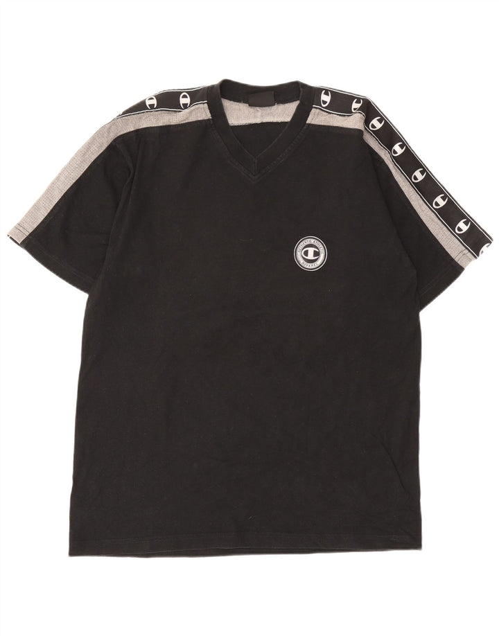 Ανδρικό γραφικό T-Shirt Champion Top Large Black Colourblock