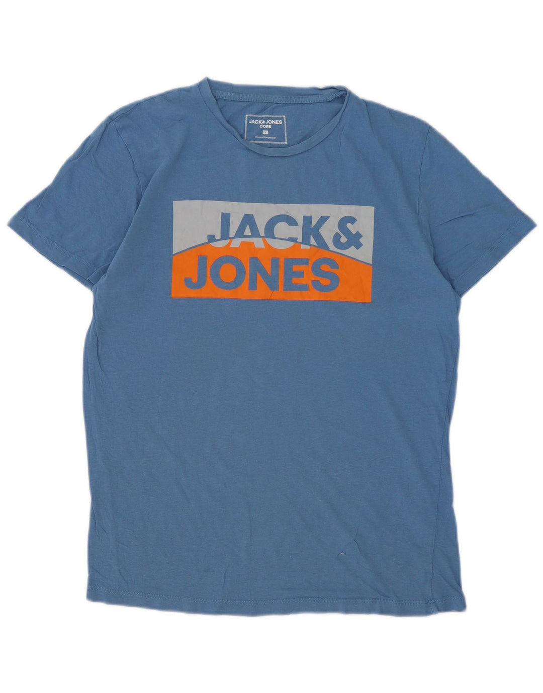 Jack & Jones Mens Graphic T-Shirt Top Medium Blue Cotton