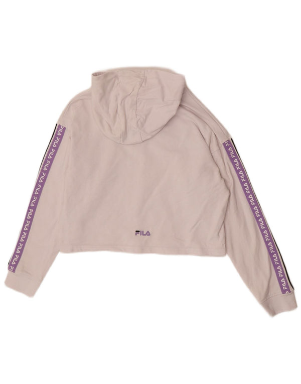 Fila Girls Crop Graphic Hoodie Jumper 13-14 ετών Λευκό βαμβακερό μπλοκ