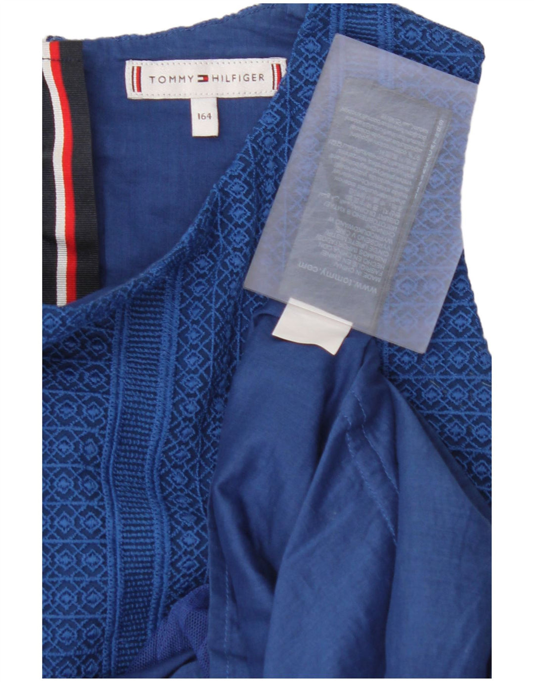 TOMMY HILFIGER Κοριτσίστικο Αμάνικο Φόρεμα A-Line 13-14 ετών Μπλε βαμβακερό