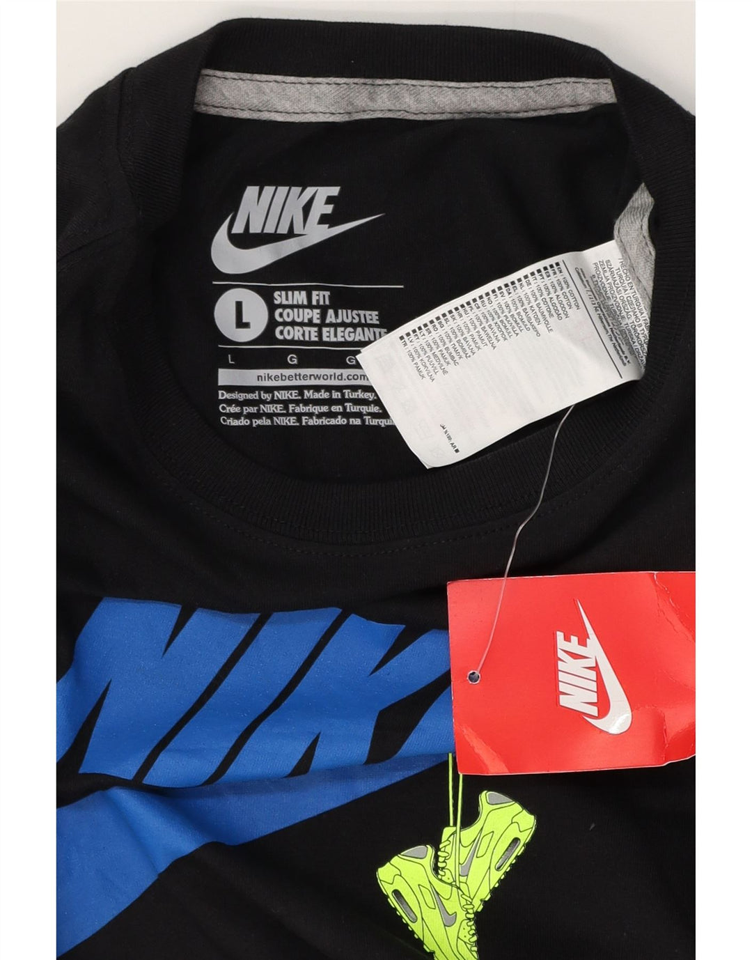 Ανδρικό γραφικό μπλουζάκι NIKE Slim Fit Top μεγάλο μαύρο βαμβακερό