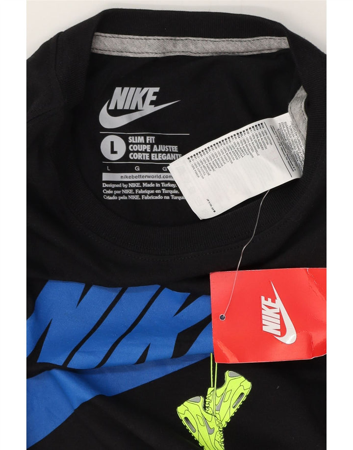 Ανδρικό γραφικό μπλουζάκι NIKE Slim Fit Top μεγάλο μαύρο βαμβακερό
