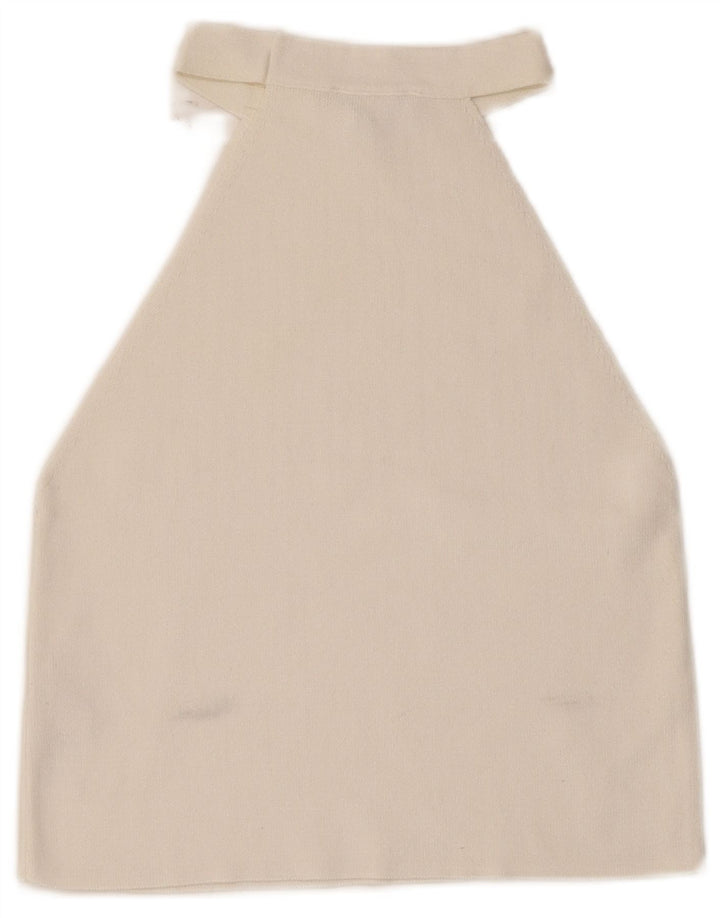 Topshop Womens Crop Halter Top UK 8 Small White Viscose