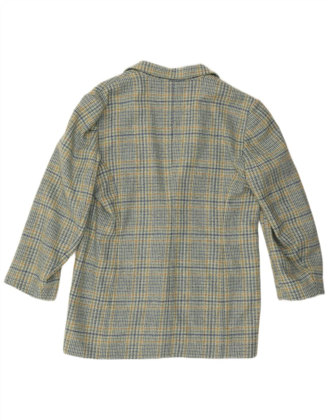 Vintage γυναικείο τζάκετ με 2 κουμπιά σακάκι IT 46 μεγάλο μπλε καρό μαλλί