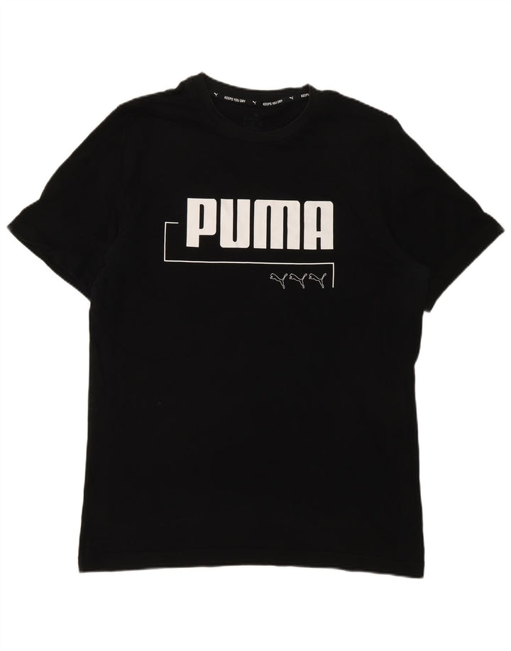 Ανδρικό γραφικό μπλουζάκι PUMA, μεσαίο μαύρο βαμβακερό