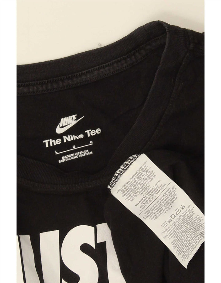 Ανδρικό γραφικό μπλουζάκι Nike, μεγάλο μαύρο βαμβακερό