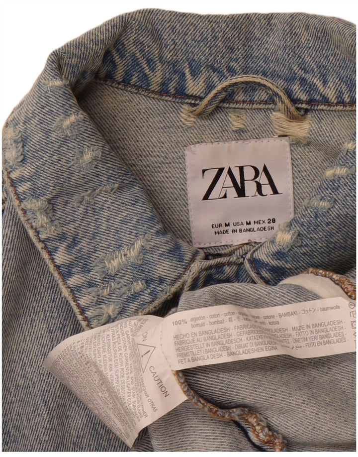 Ανδρικό τζιν μπουφάν ZARA Distressed UK 38 Medium Blue Cotton