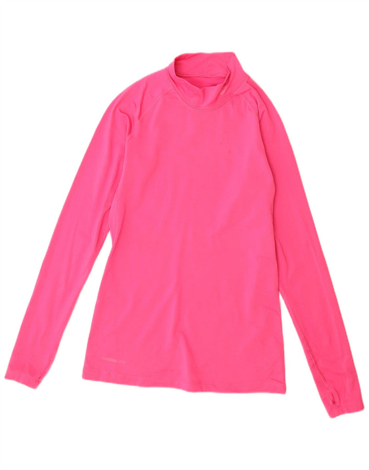 Nike γυναικείο Dri Fit Μακρυμάνικο UK 12 Μεσαίο ροζ πολυεστέρας