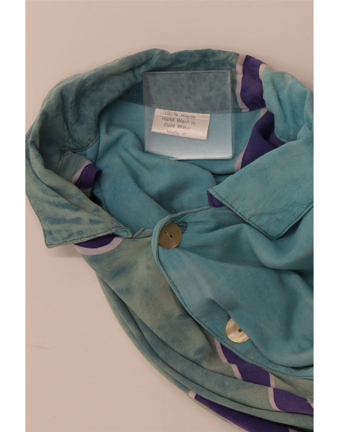 VINTAGE Ανδρικό πουκάμισο με αφηρημένο σχέδιο XL Blue Rayon