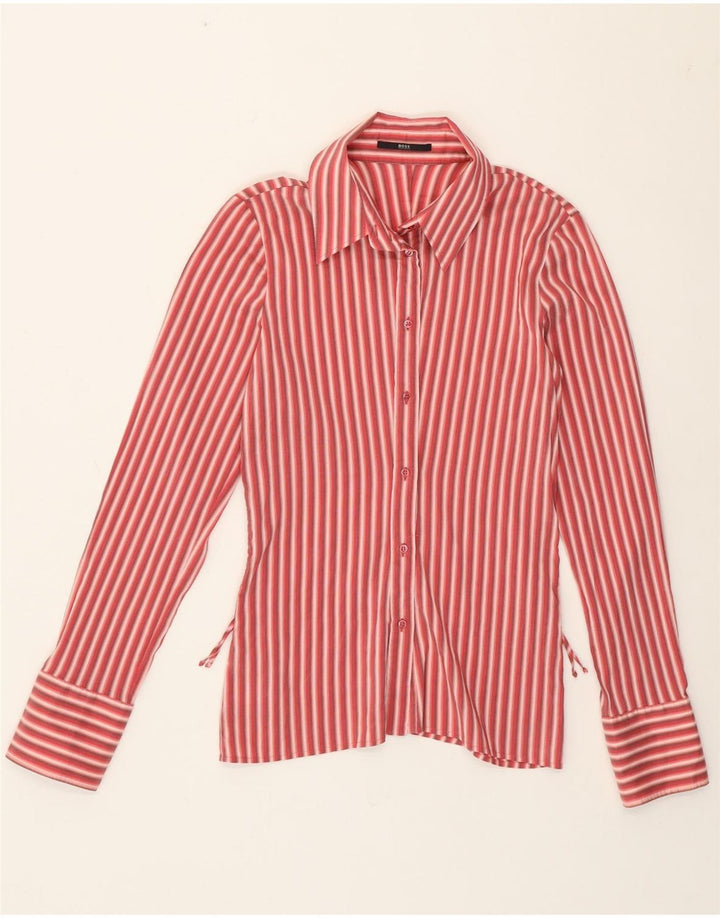 Γυναικείο πουκάμισο Hugo Boss UK 10 Small Red ριγέ βαμβακερό