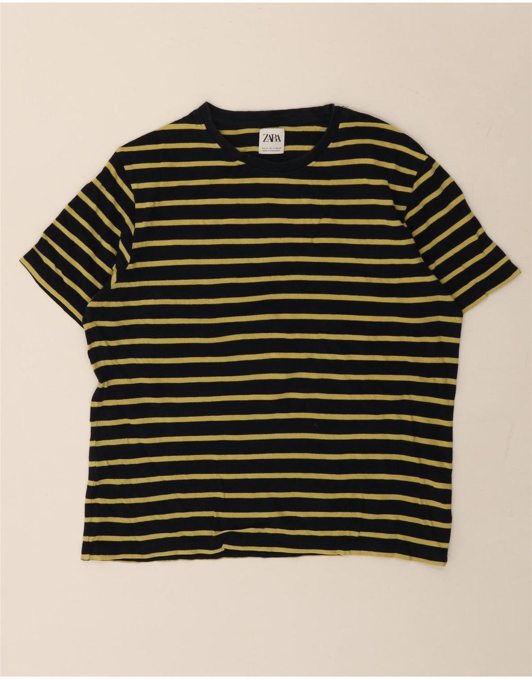 Ανδρικό T-Shirt Zara Top Βαμβακερό μεσαίο μαύρο ριγέ