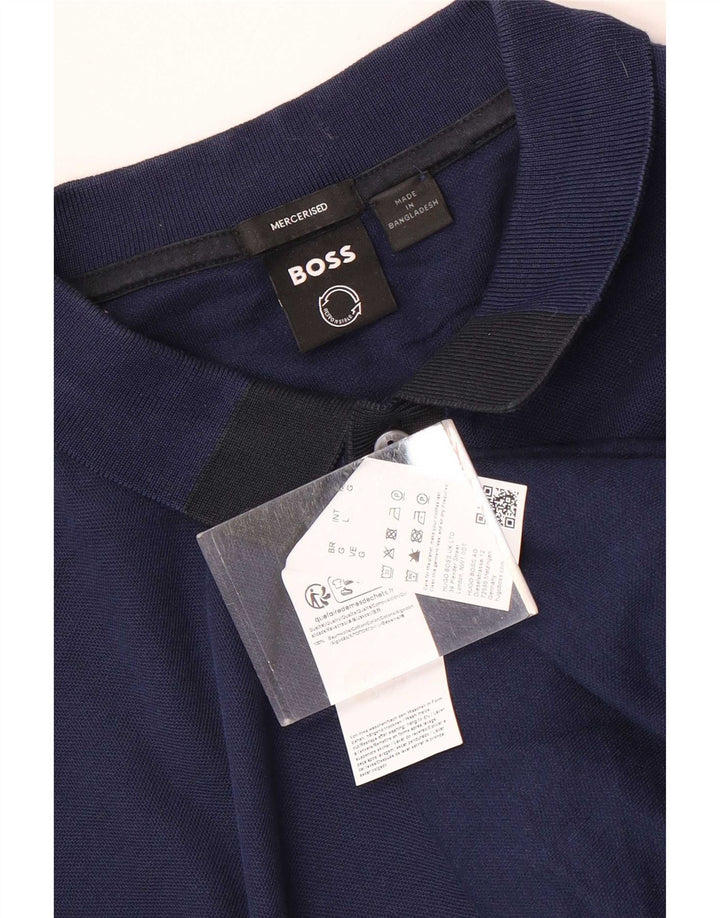 Ανδρικό μπλουζάκι πόλο Hugo Boss, μεγάλο μπλε ναυτικό βαμβακερό