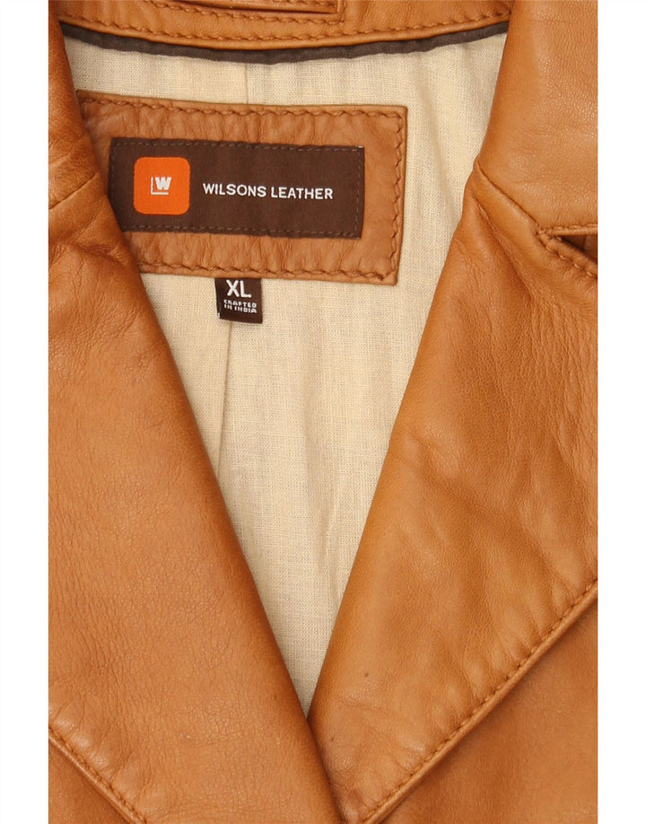 WILSONS Womens 3 Button Leather Blazer Jacket UK 18 XL Brown Leather Vintage Wilsons and Second-Hand Wilsons from Messina Hembry 