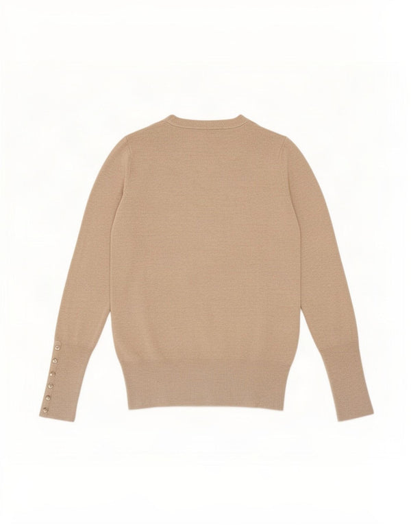 Zara Γυναικείο πουλόβερ με V λαιμόκοψη UK 12 Medium Beige Rayon