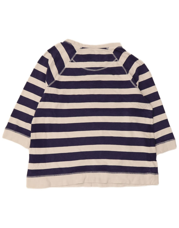 Crew Clothing Γυναικεία γραφικά μπλούζα 3/4 μανίκια UK 16 Large Navy Blue ριγέ