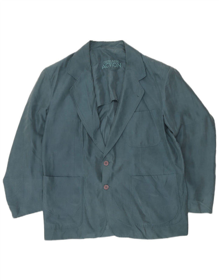 TRUSSARDI Ανδρικό σακάκι 2 κουμπιών Blazer IT 54 2XL Blue Silk