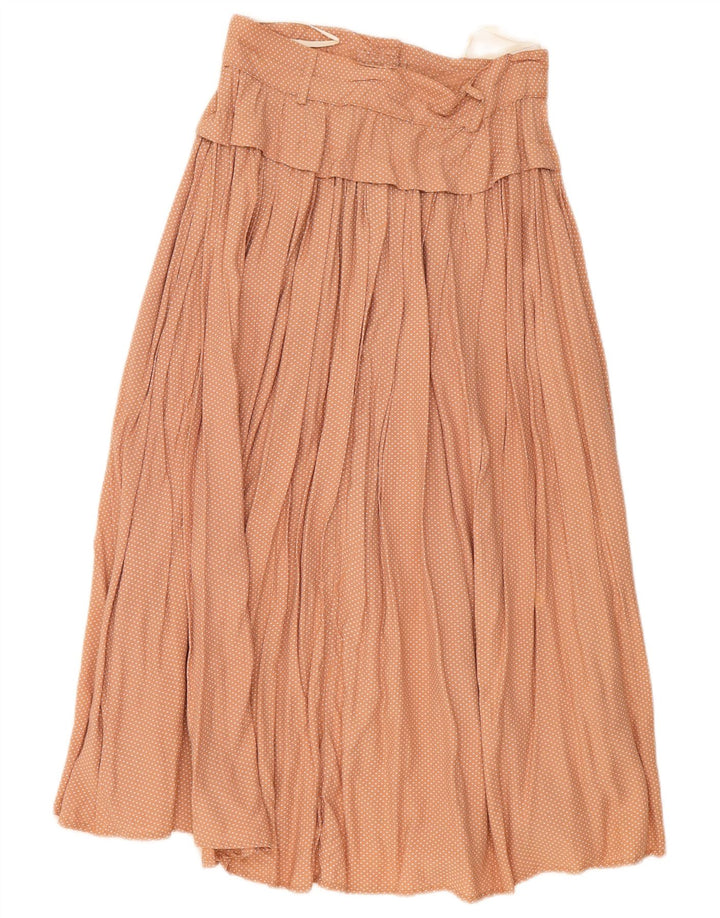 Vintage γυναικεία πλισέ μίντι φούστα W28 Μεσαίο καφέ στίγματα