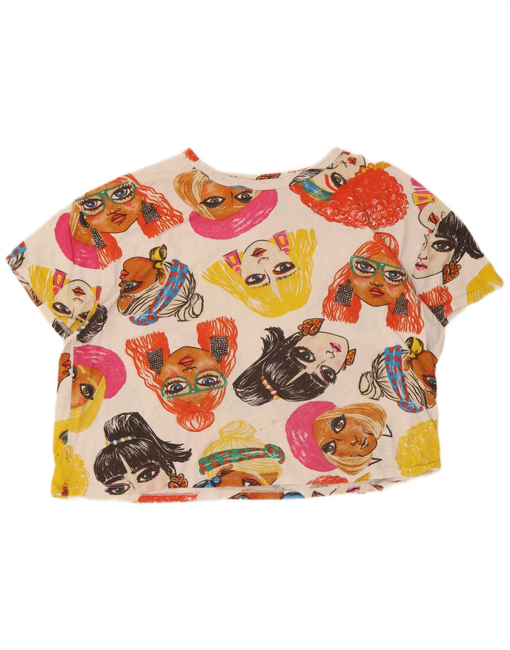 Zara Γυναικείο Crop Graphic T-Shirt Top UK 14 Medium πολύχρωμο