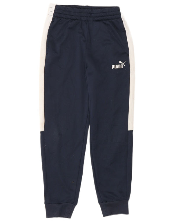 PUMA Boys Tracksuit Trousers Joggers 7-8 Years Small Navy Blue