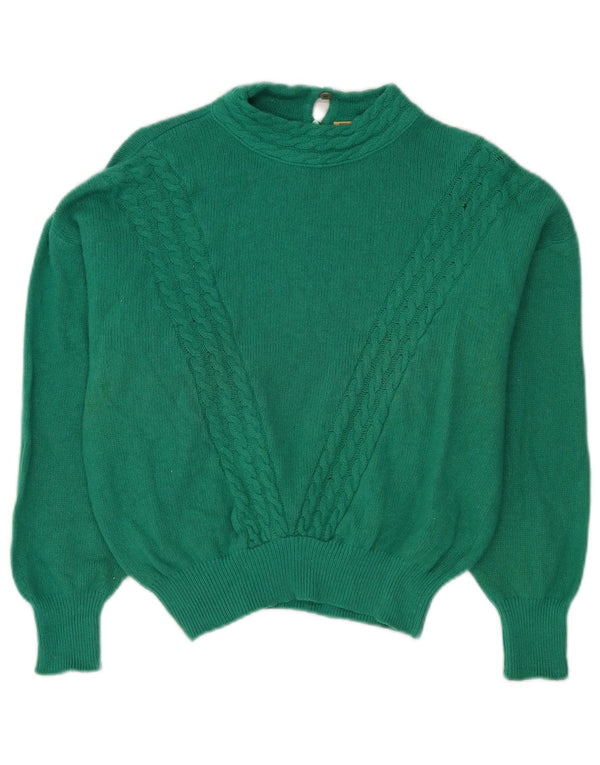 Vintage γυναικείο πουλόβερ με λαιμόκοψη χελώνας IT 46 Large Green Angora