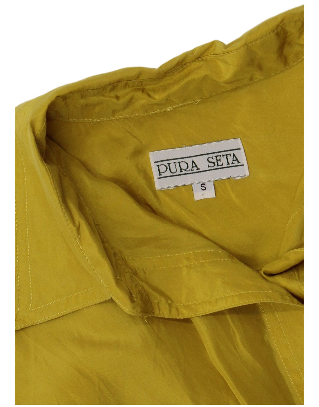 Vintage γυναικείο πουκάμισο oversized μπλούζα UK 10 Small Yellow Silk