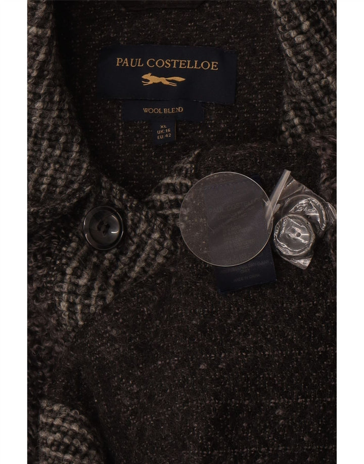 Paul Costelloe Γυναικείο Πανωφόρι UK 16 Large Grey Colourblock μαλλί