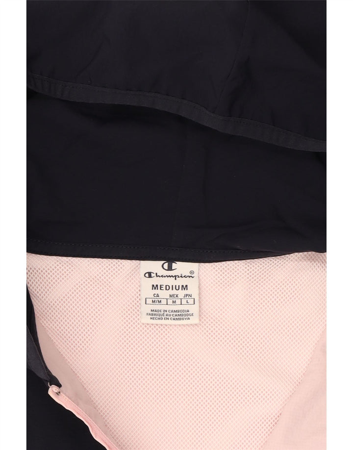 CHAMPION Womens Hooded Pullover Rain Jacket UK 14 Medium Pink Colourblock Vintage Champion and Second-Hand Champion from Messina Hembry 