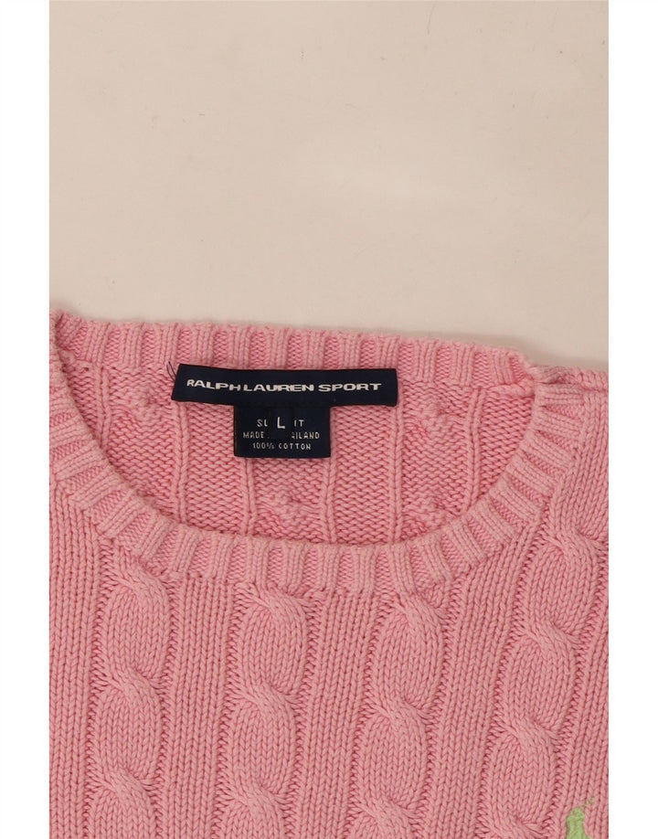 RALPH LAUREN Γυναικείο πουλόβερ με λαιμόκοψη Crop Crew UK 14 Large Pink