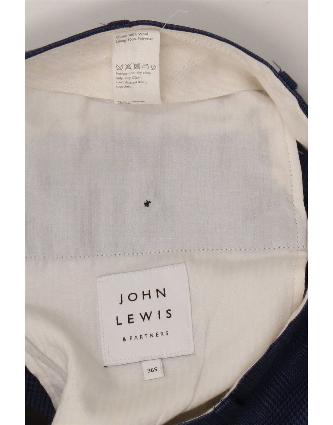 Ανδρικό ίσιο παντελόνι John Lewis W36 L28 Blue Check Wool