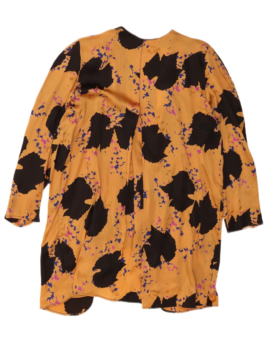 Vintage γυναικεία αφηρημένη ζακέτα με μοτίβο IT 48 XL κίτρινο πολυεστέρας