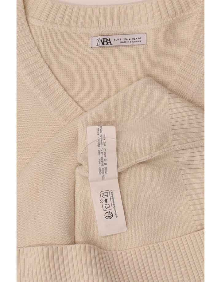 Zara ανδρικό γιλέκο Tank Top Large Off White Βαμβακερό