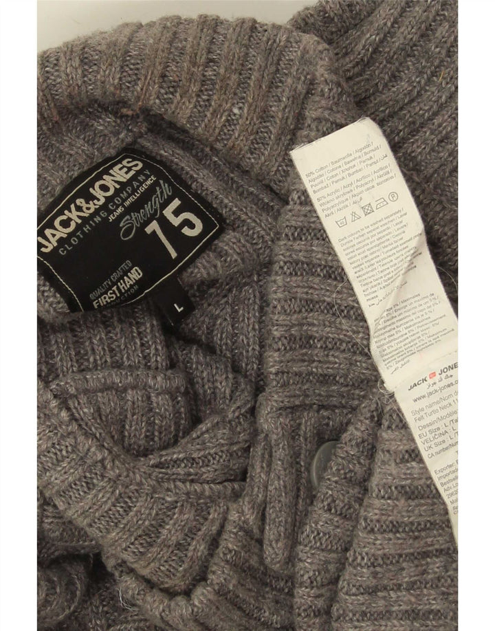 Jack & Jones Ανδρικό πουλόβερ με κουμπιά λαιμόκοψης μεγάλο γκρι βαμβακερό