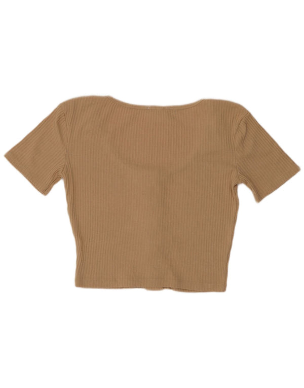 Zara Womens Trafaluc Crop Cardigan Top UK 12 Medium Beige
