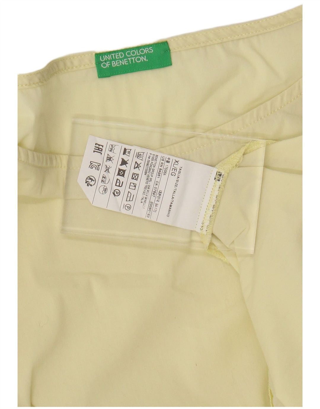 BENETTON Γυναικεία μπλούζα μπλούζα τοπ UK 18 XL κίτρινο βαμβακερό