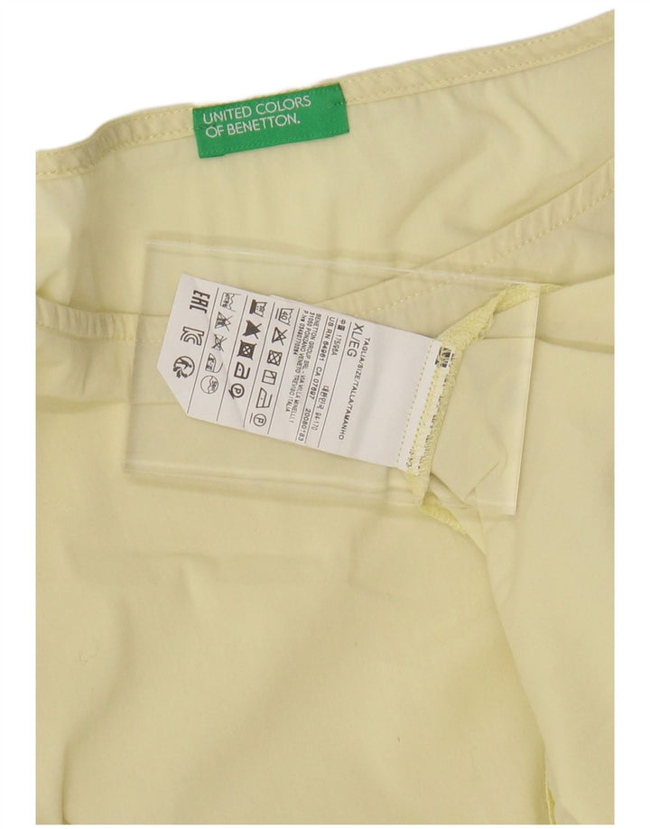 BENETTON Γυναικεία μπλούζα μπλούζα τοπ UK 18 XL κίτρινο βαμβακερό