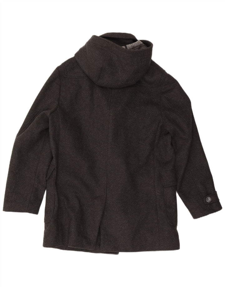 Vintage ανδρικό μπουφάν Duffle με κουκούλα IT 50 μεγάλο γκρι παρθένο μαλλί