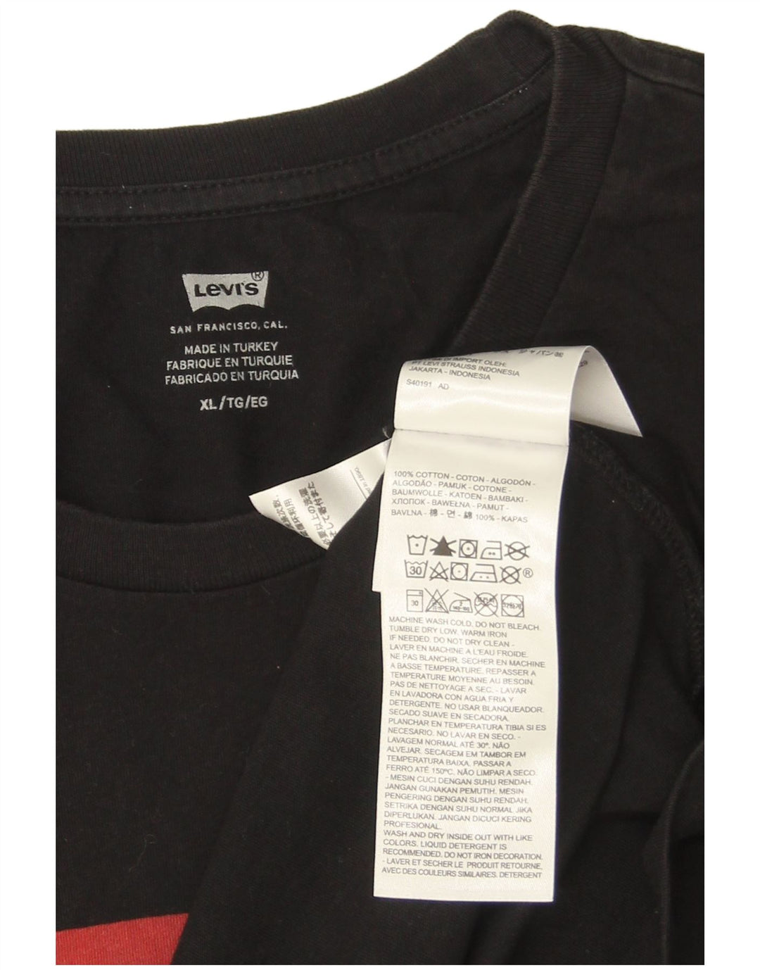 Ανδρικό γραφικό μπλουζάκι Levi's Top 2XL Μαύρο βαμβακερό λογότυπο
