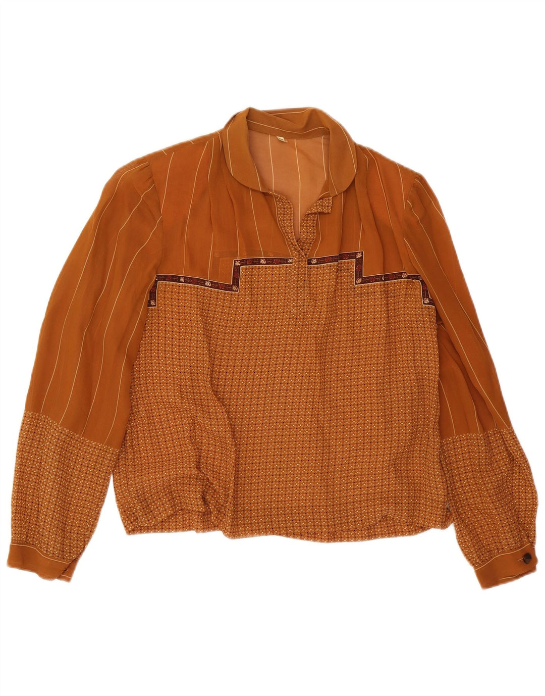Vintage Γυναικεία Μακρυμάνικη Μπλούζα IT 48 XL Καφέ Γεωμετρική