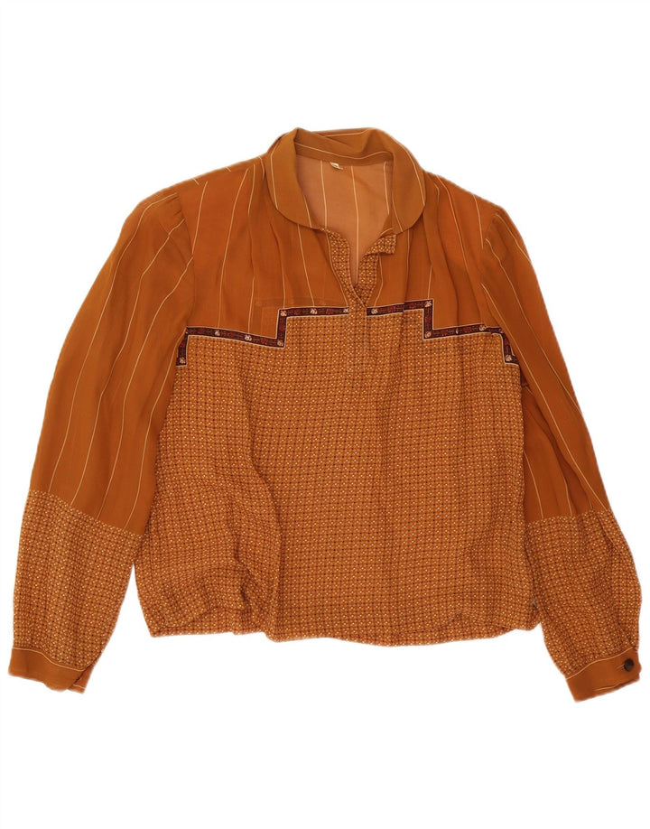 Vintage Γυναικεία Μακρυμάνικη Μπλούζα IT 48 XL Καφέ Γεωμετρική