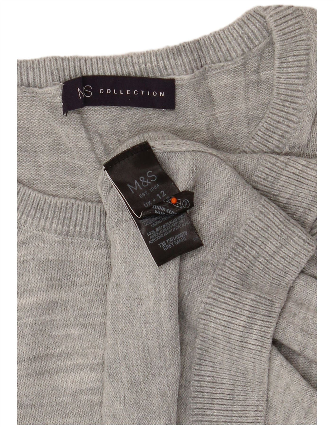 MARKS & SPENCER Γυναικείο πουλόβερ Crop Crew Neck Jumper UK 12 Medium Grey