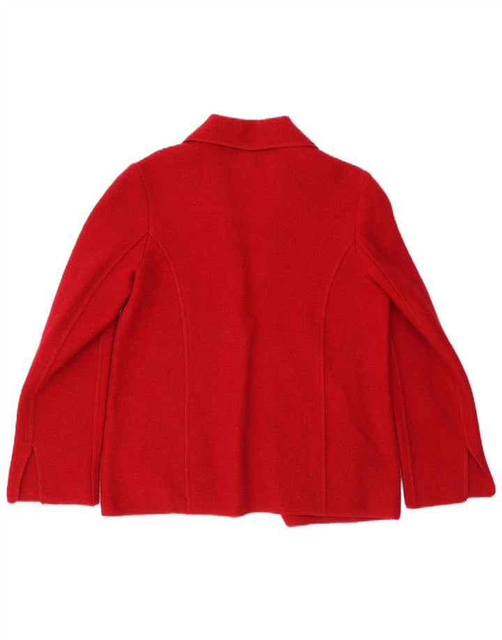 VINTAGE Γυναικείο Μπουφάν 1 Κουμπί Blazer UK 14 Μαλλί με μεσαίο κόκκινο φλοράλ
