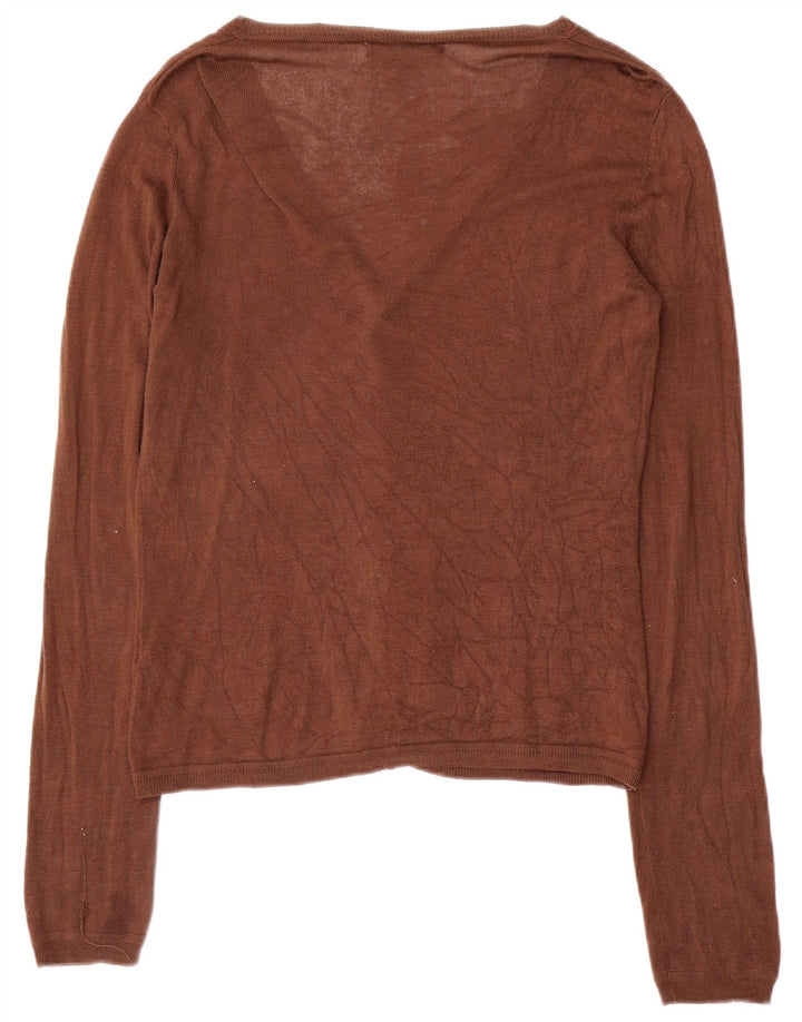 Zara Γυναικεία Ζακέτα UK 16 Large Brown Rayon