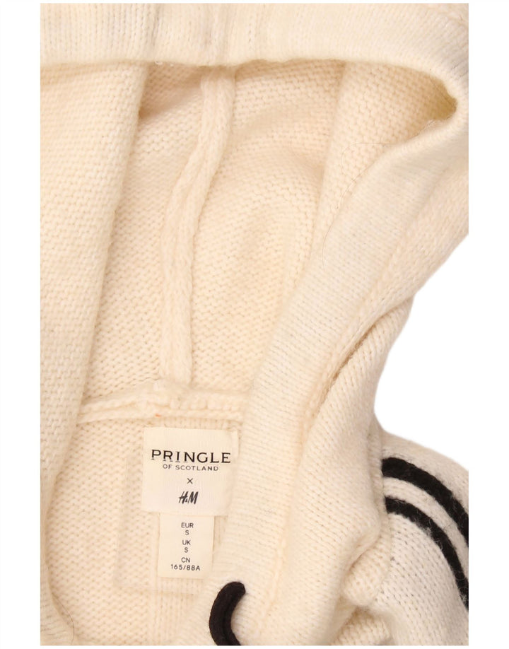 PRINGLE Womens Graphic Oversized Jumper Sweater UK 10 Small Off White