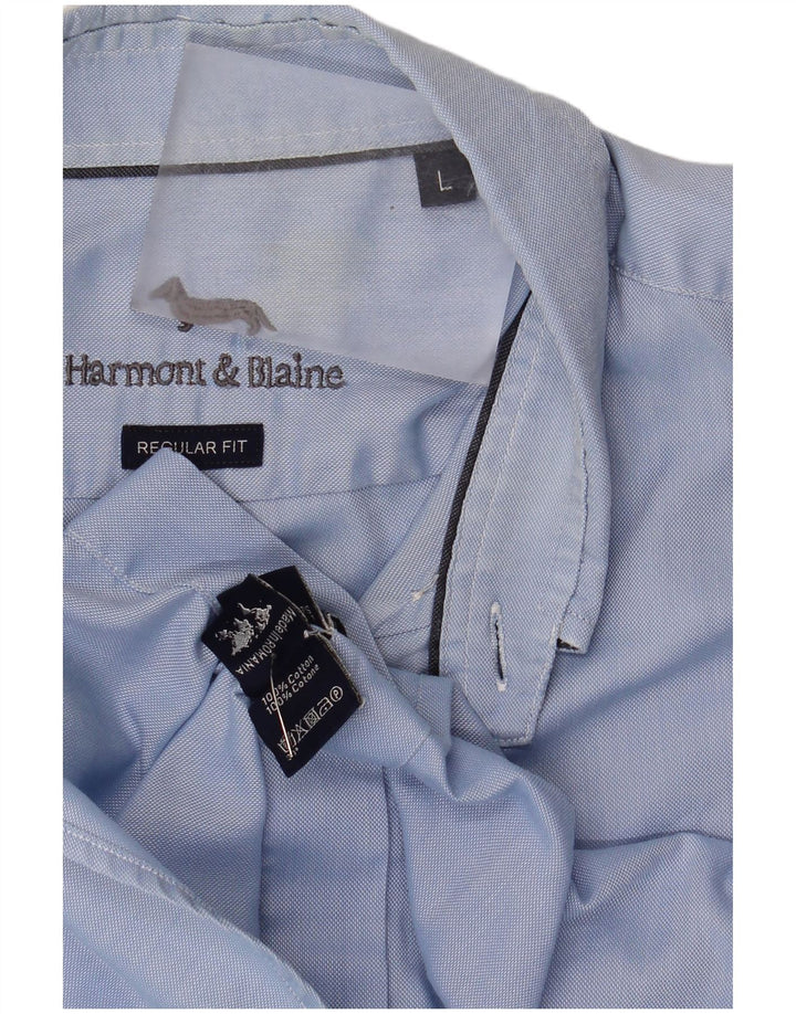 Ανδρικό πουκάμισο Harmont & Blaine με κανονική εφαρμογή, μεγάλο μπλε βαμβακερό