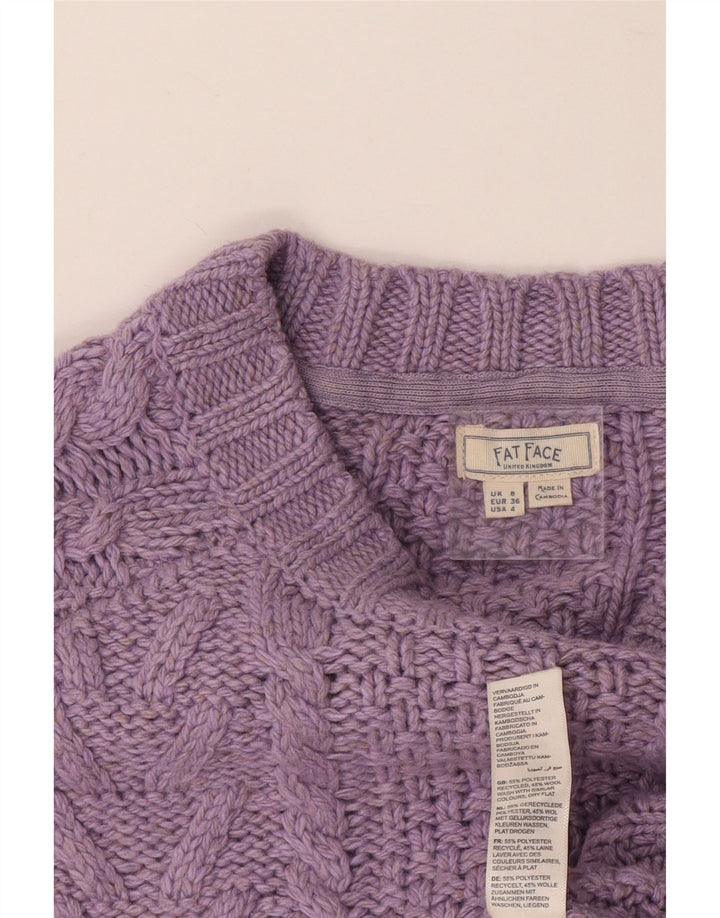 FAT FACE Γυναικείο Crop Boat Neck Jumper πουλόβερ UK 8 Small Purple Polyester